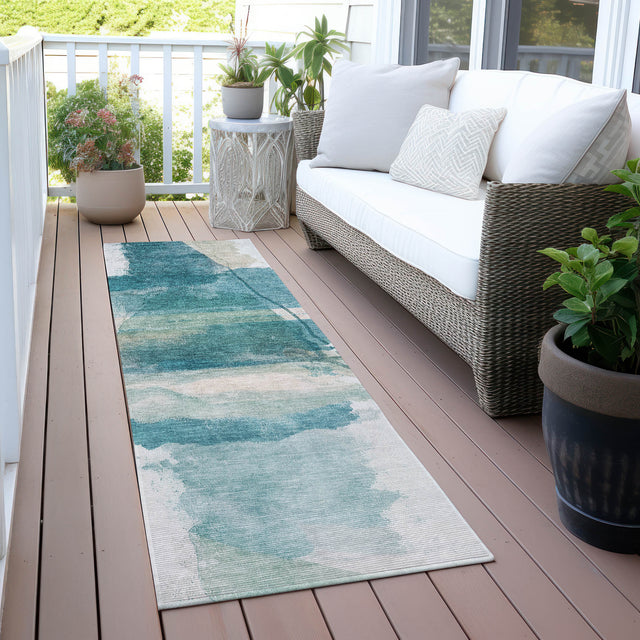 Addison Chantille ACN2033 Abstract Machine Made Transitional Teal Rug