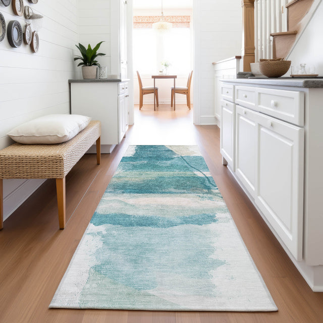 Addison Chantille ACN2033 Abstract Machine Made Transitional Teal Rug