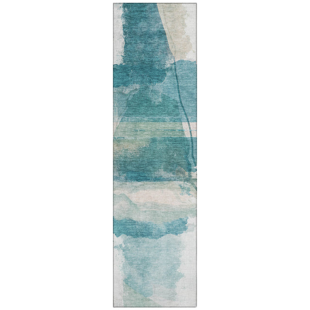 Addison Chantille ACN2033 Abstract Machine Made Transitional Teal Rug