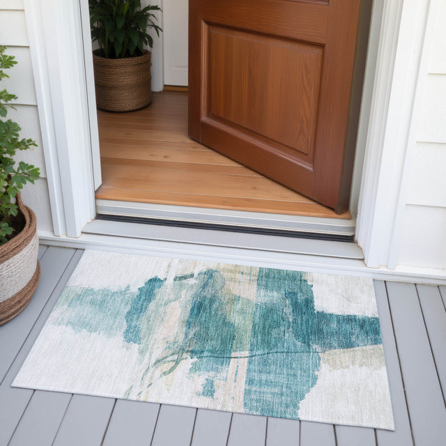 Addison Chantille ACN2033 Abstract Machine Made Transitional Teal Rug