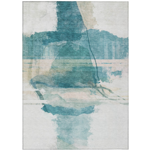 Addison Chantille ACN2033 Abstract Machine Made Transitional Teal Rug