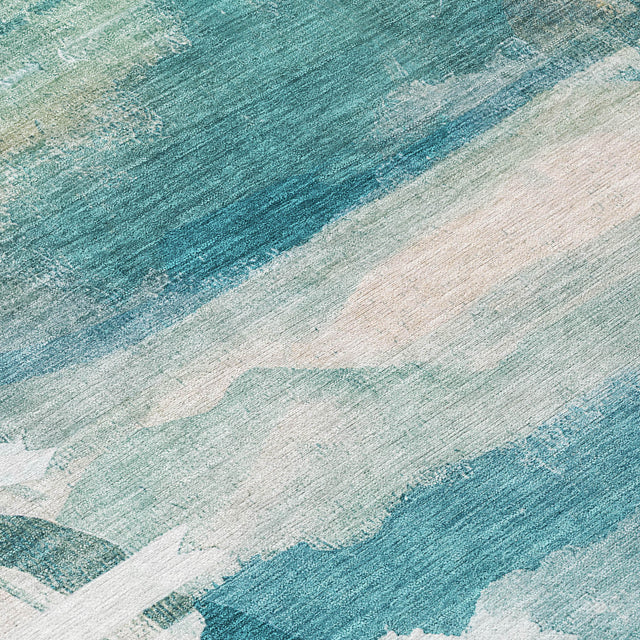 Addison Chantille ACN2033 Abstract Machine Made Transitional Teal Rug