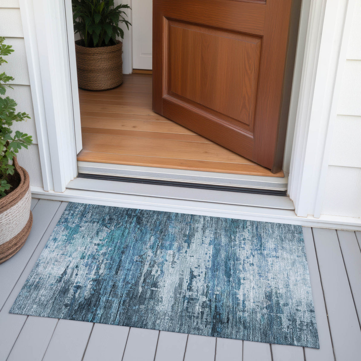 Addison Chantille ACN2034 Abstract Machine Made Transitional Blue Rug