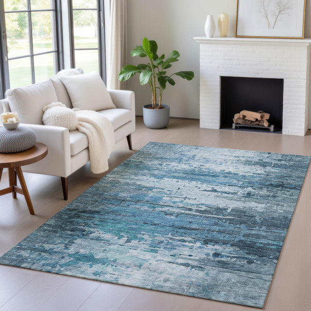 Addison Chantille ACN2034 Abstract Machine Made Transitional Blue Rug