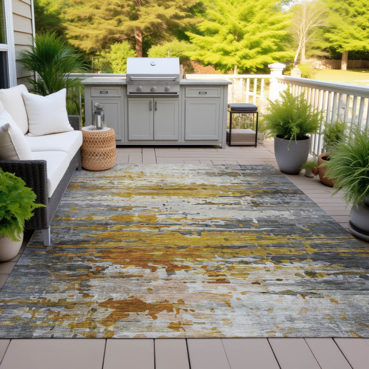Addison Chantille ACN2034 Abstract Machine Made Transitional Copper Rug