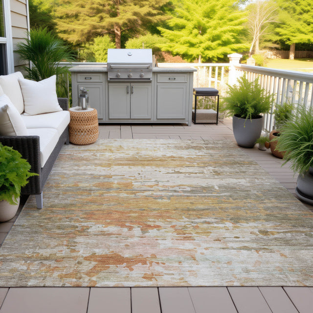 Addison Chantille ACN2034 Abstract Machine Made Transitional Khaki Rug