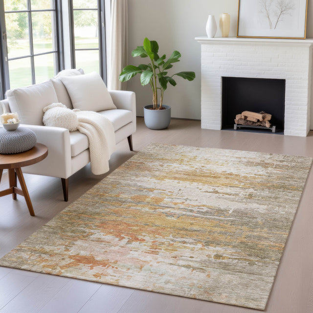 Addison Chantille ACN2034 Abstract Machine Made Transitional Khaki Rug