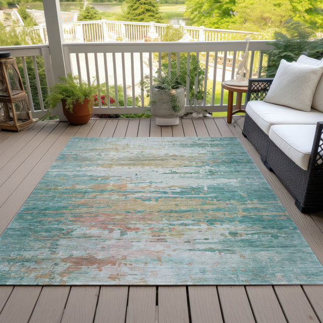 Addison Chantille ACN2034 Abstract Machine Made Transitional Teal Rug