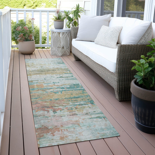 Addison Chantille ACN2034 Abstract Machine Made Transitional Teal Rug