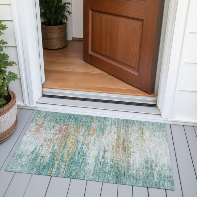 Addison Chantille ACN2034 Abstract Machine Made Transitional Teal Rug