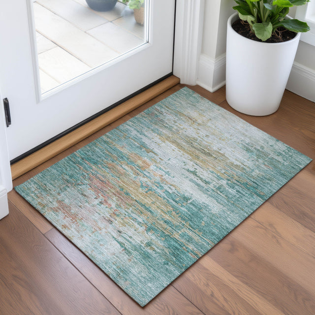 Addison Chantille ACN2034 Abstract Machine Made Transitional Teal Rug