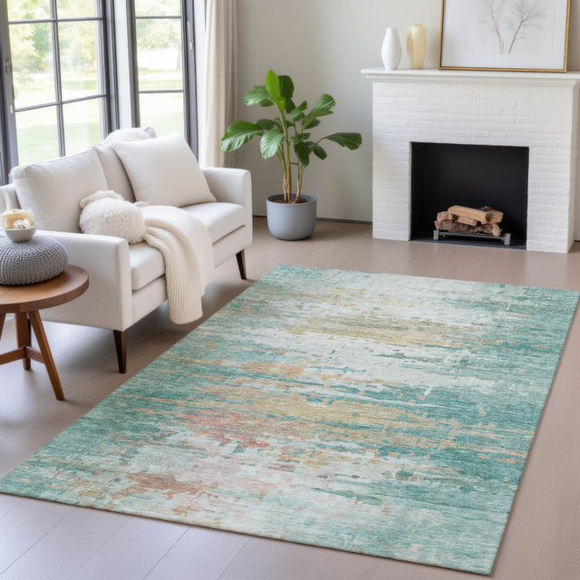 Addison Chantille ACN2034 Abstract Machine Made Transitional Teal Rug