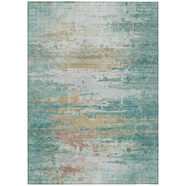 Addison Chantille ACN2034 Abstract Machine Made Transitional Teal Rug
