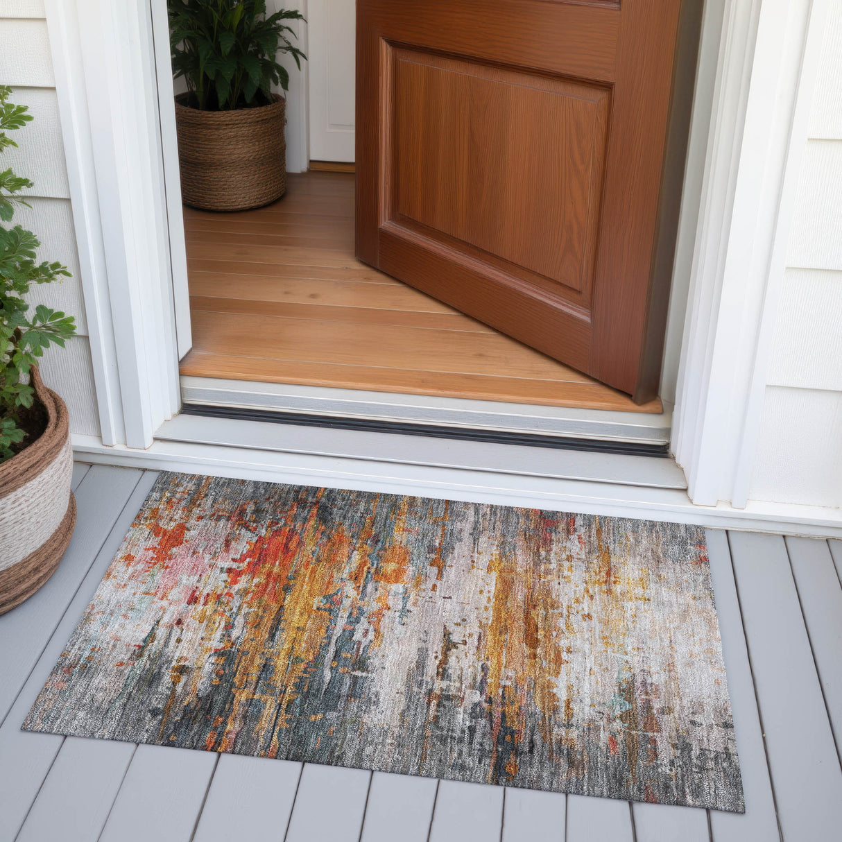 Addison Chantille ACN2034 Abstract Machine Made Transitional Terracotta Rug