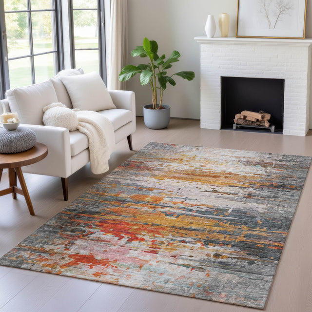 Addison Chantille ACN2034 Abstract Machine Made Transitional Terracotta Rug