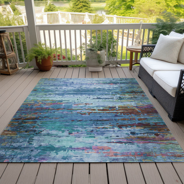 Addison Chantille ACN2035 Abstract Machine Made Transitional Blue Rug