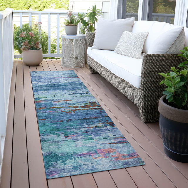 Addison Chantille ACN2035 Abstract Machine Made Transitional Blue Rug