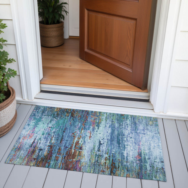 Addison Chantille ACN2035 Abstract Machine Made Transitional Blue Rug