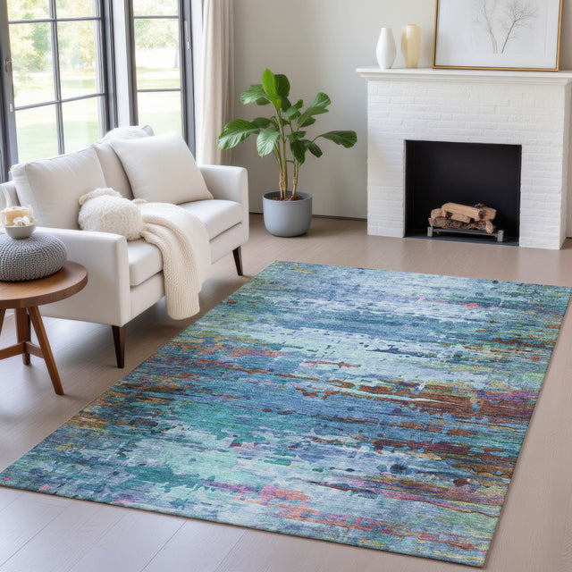 Addison Chantille ACN2035 Abstract Machine Made Transitional Blue Rug