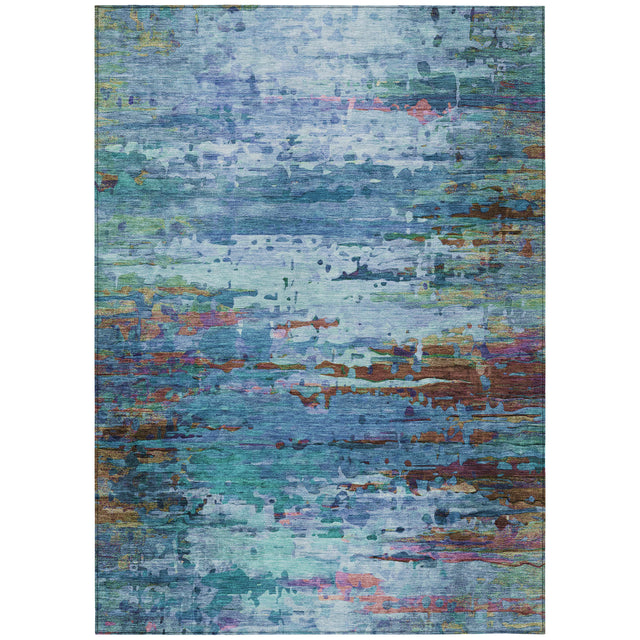 Addison Chantille ACN2035 Abstract Machine Made Transitional Blue Rug