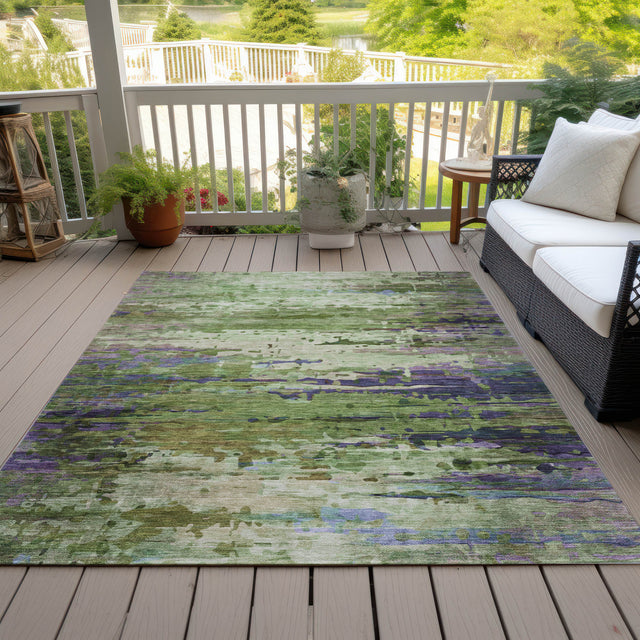 Addison Chantille ACN2035 Abstract Machine Made Transitional Green Rug