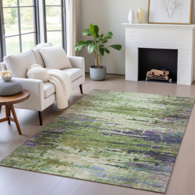 Addison Chantille ACN2035 Abstract Machine Made Transitional Green Rug