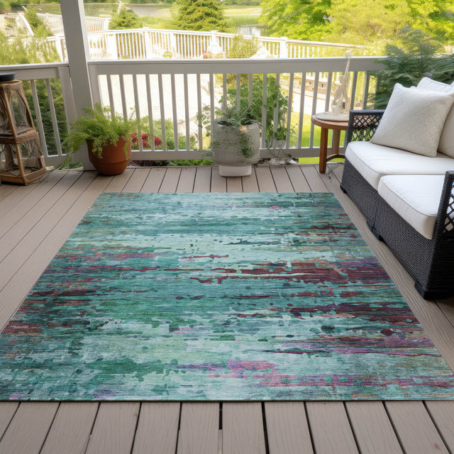 Addison Chantille ACN2035 Abstract Machine Made Transitional Teal Rug