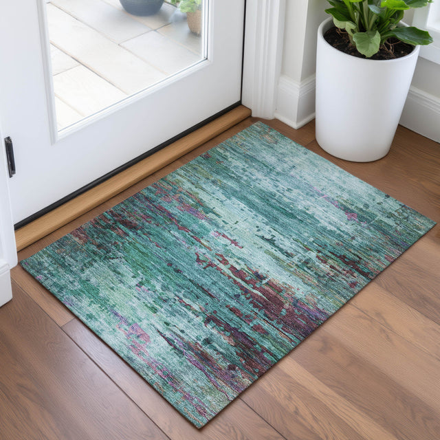 Addison Chantille ACN2035 Abstract Machine Made Transitional Teal Rug