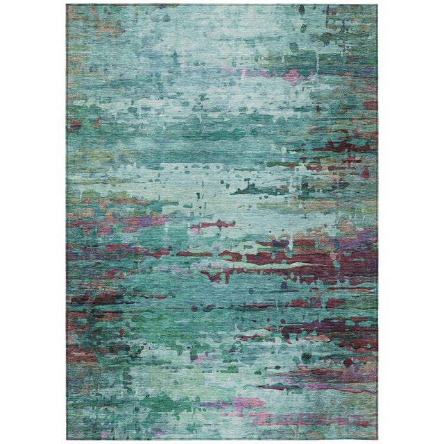 Addison Chantille ACN2035 Abstract Machine Made Transitional Teal Rug