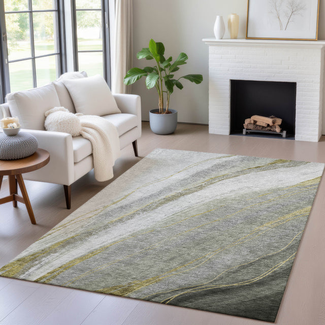 Addison Chantille ACN2036 Swirls Machine Made Transitional Aloe Rug