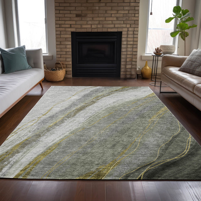 Addison Chantille ACN2036 Swirls Machine Made Transitional Aloe Rug