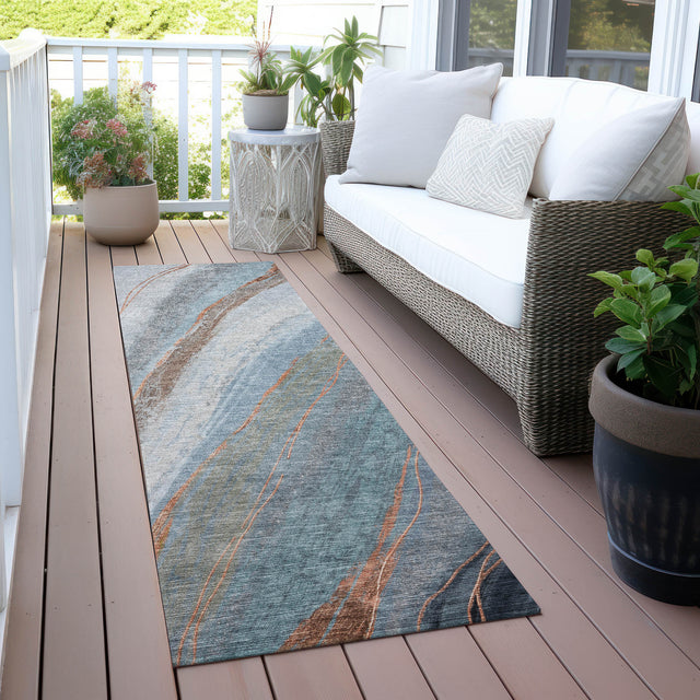 Addison Chantille ACN2036 Swirls Machine Made Transitional Blue Rug