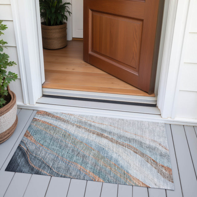 Addison Chantille ACN2036 Swirls Machine Made Transitional Blue Rug