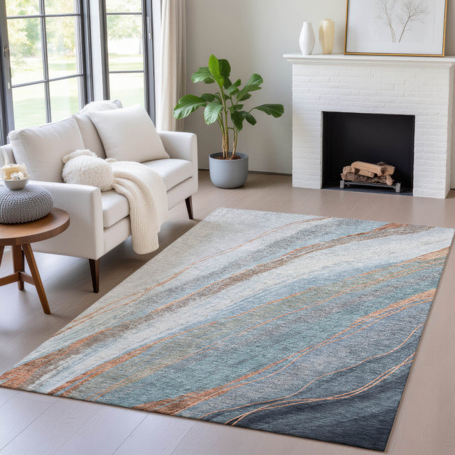 Addison Chantille ACN2036 Swirls Machine Made Transitional Blue Rug