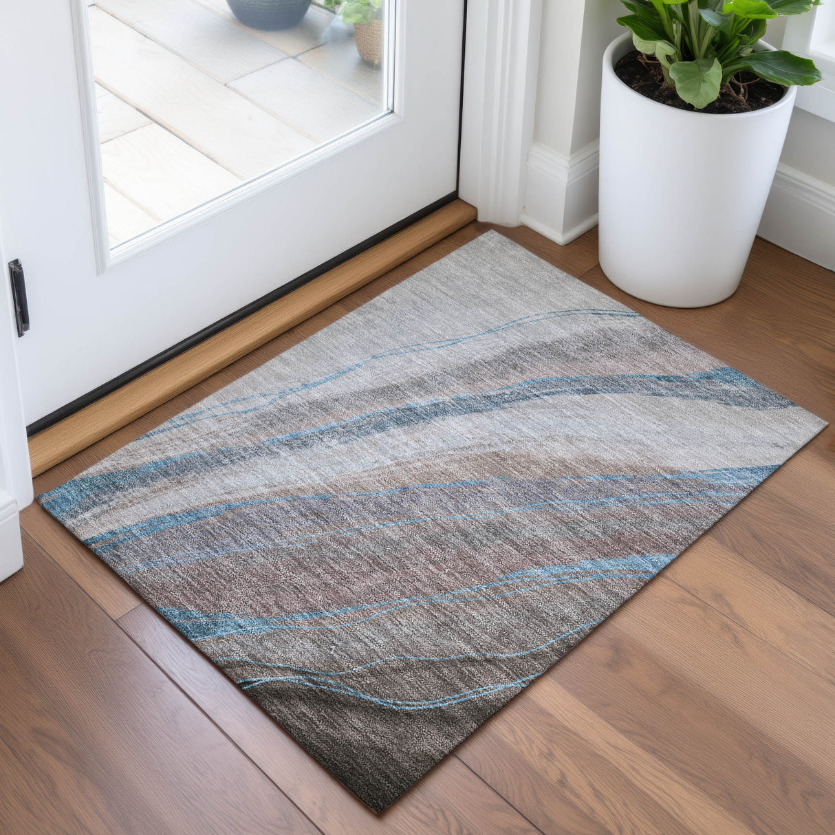 Addison Chantille ACN2036 Swirls Machine Made Transitional Brown Rug