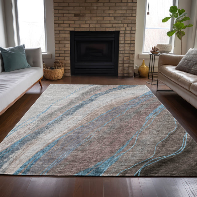 Addison Chantille ACN2036 Swirls Machine Made Transitional Brown Rug