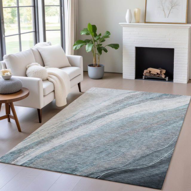 Addison Chantille ACN2036 Swirls Machine Made Transitional Teal Rug