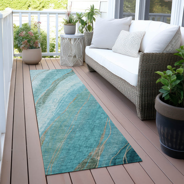 Addison Chantille ACN2036 Swirls Machine Made Transitional Turquoise Rug