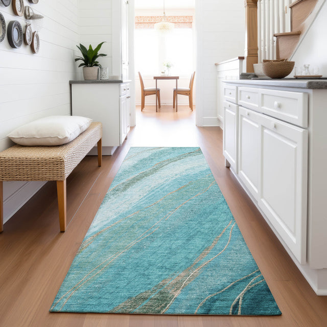 Addison Chantille ACN2036 Swirls Machine Made Transitional Turquoise Rug
