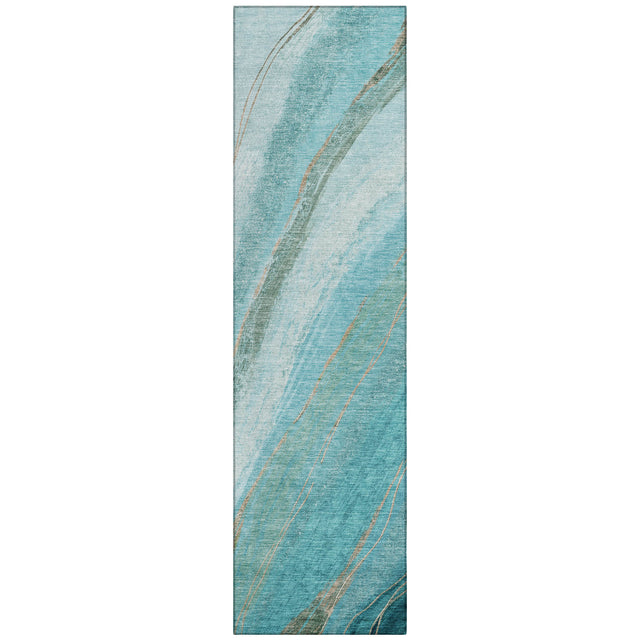Addison Chantille ACN2036 Swirls Machine Made Transitional Turquoise Rug