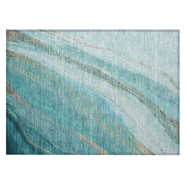 Addison Chantille ACN2036 Swirls Machine Made Transitional Turquoise Rug