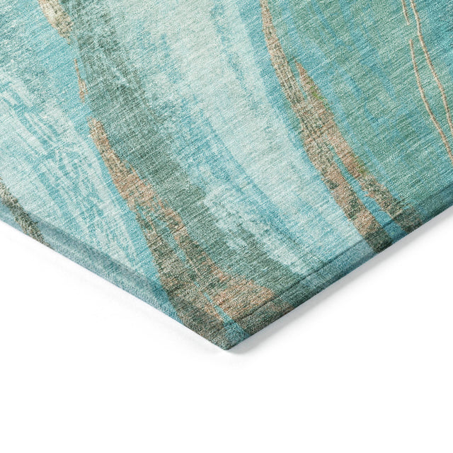 Addison Chantille ACN2036 Swirls Machine Made Transitional Turquoise Rug