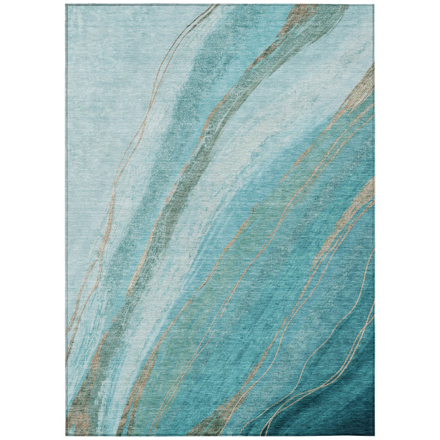 Addison Chantille ACN2036 Swirls Machine Made Transitional Turquoise Rug