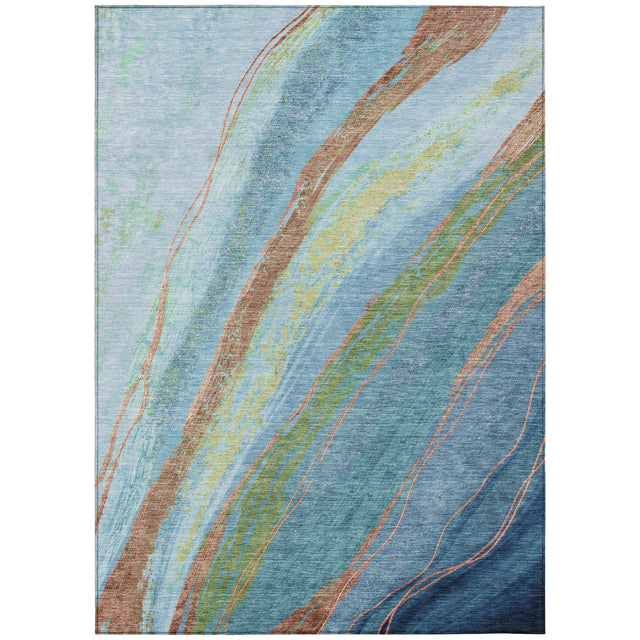 Addison Chantille ACN2037 Swirls Machine Made Transitional Blue Rug