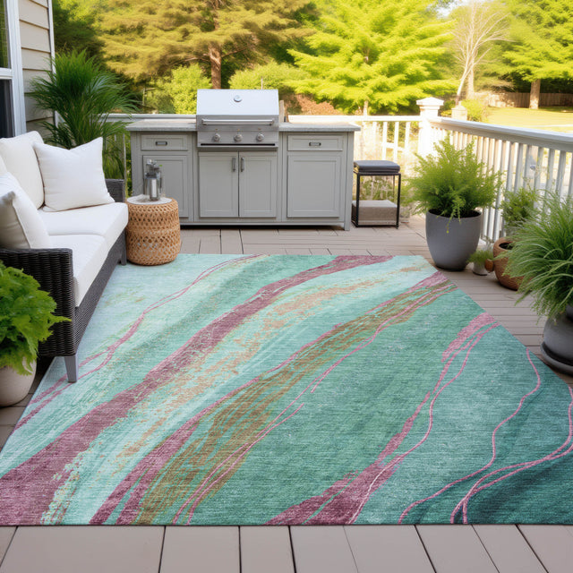 Addison Chantille ACN2037 Swirls Machine Made Transitional Green Rug