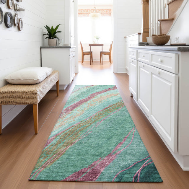 Addison Chantille ACN2037 Swirls Machine Made Transitional Green Rug