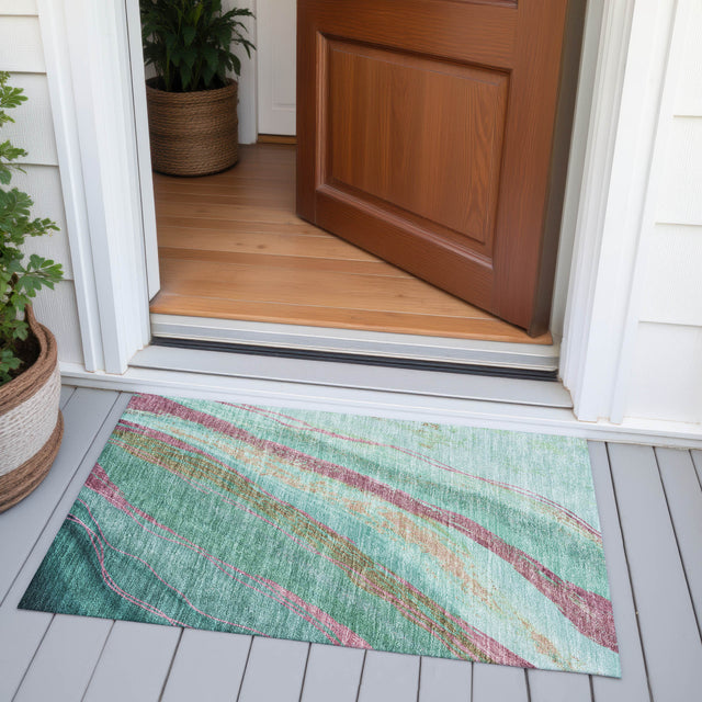 Addison Chantille ACN2037 Swirls Machine Made Transitional Green Rug