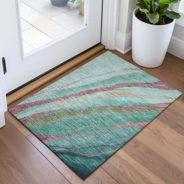 Addison Chantille ACN2037 Swirls Machine Made Transitional Green Rug