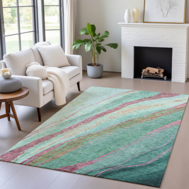 Addison Chantille ACN2037 Swirls Machine Made Transitional Green Rug