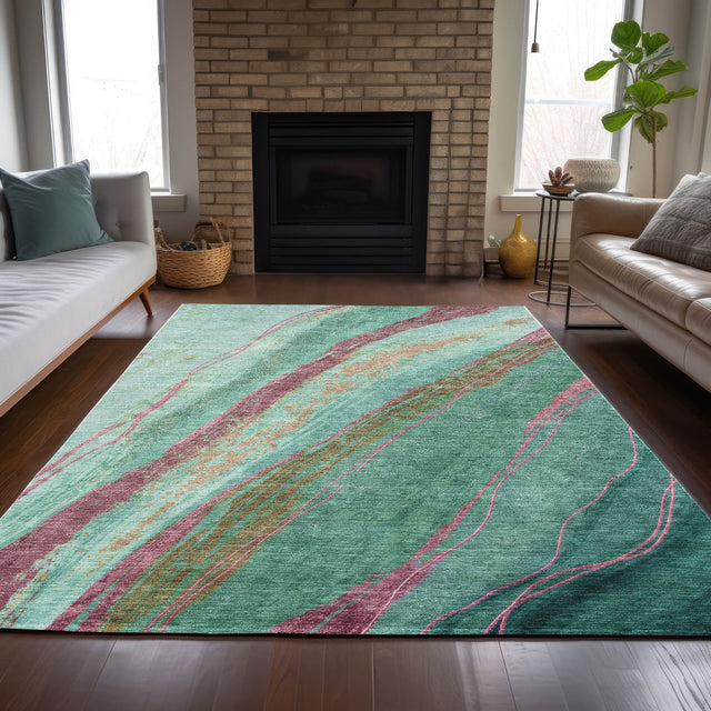 Addison Chantille ACN2037 Swirls Machine Made Transitional Green Rug